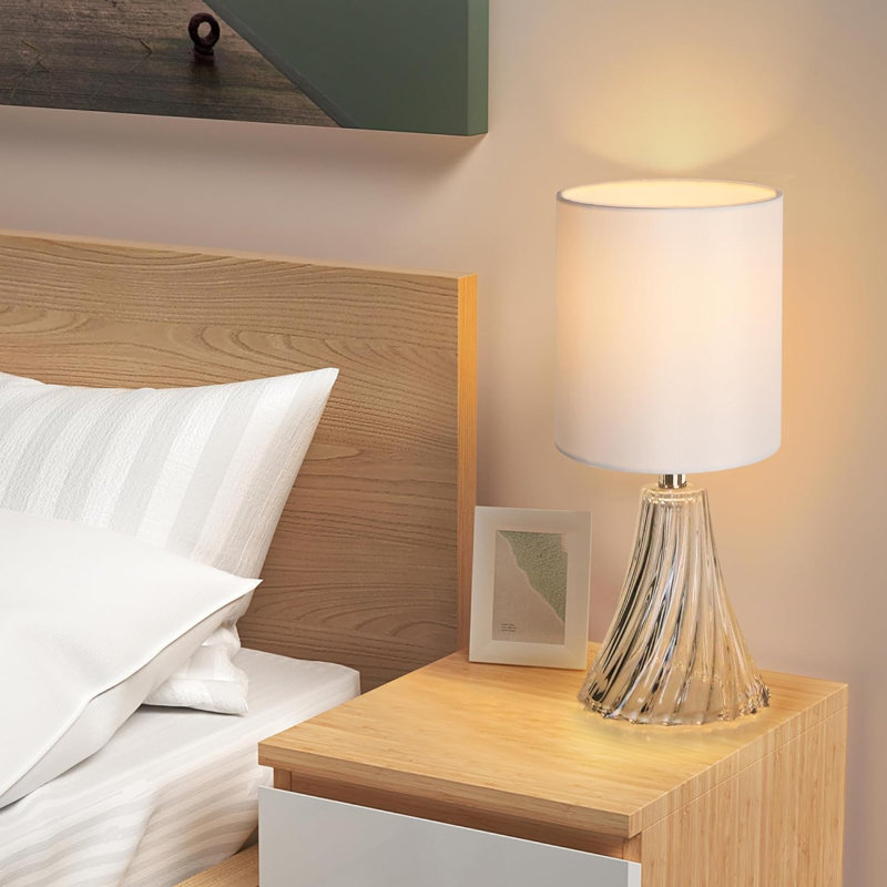 Petites lampes de table en cristal pour chambre à coucher Jobani, Transparent