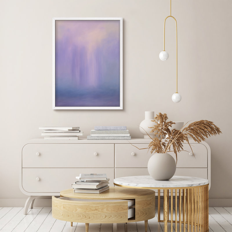 Reproduction d'art murale encadrée - paysage abstrait mauve doux, art minimaliste pour les chambres à coucher ou les salons