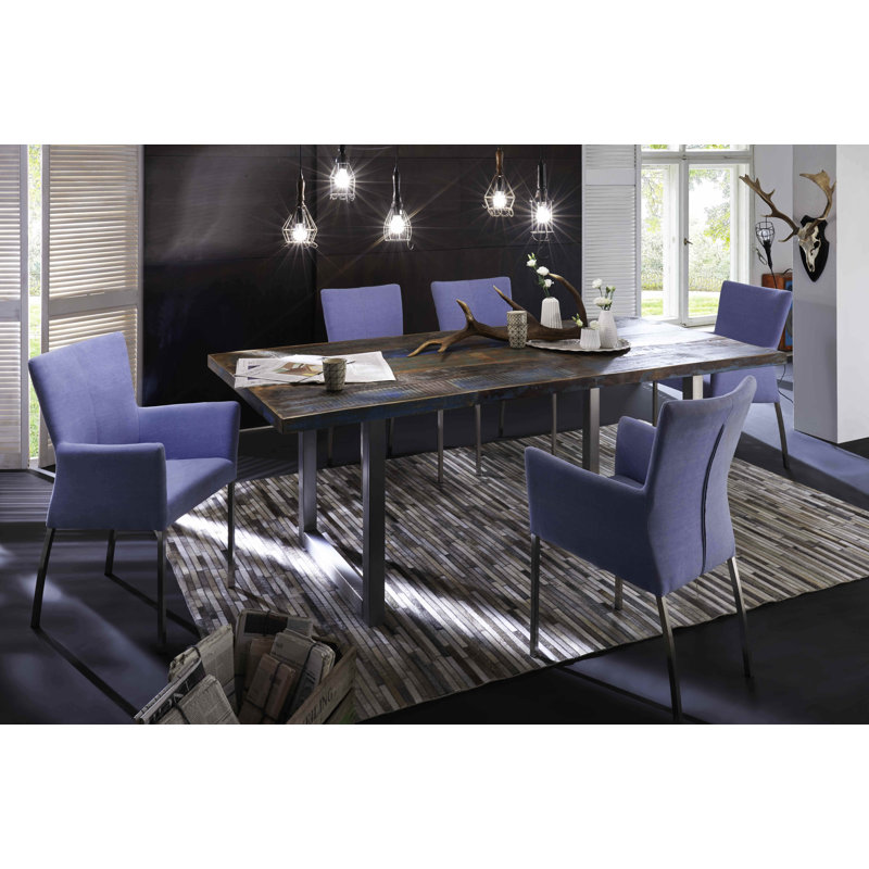 Mexborough Solid Wood Dining Table, Silver, 77cm H x 240cm W x 100cm D