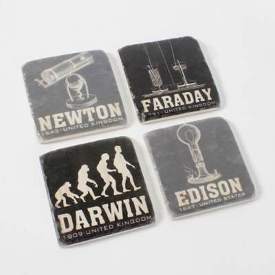 Ensemble de 4 sous-verres à inventes célèbres