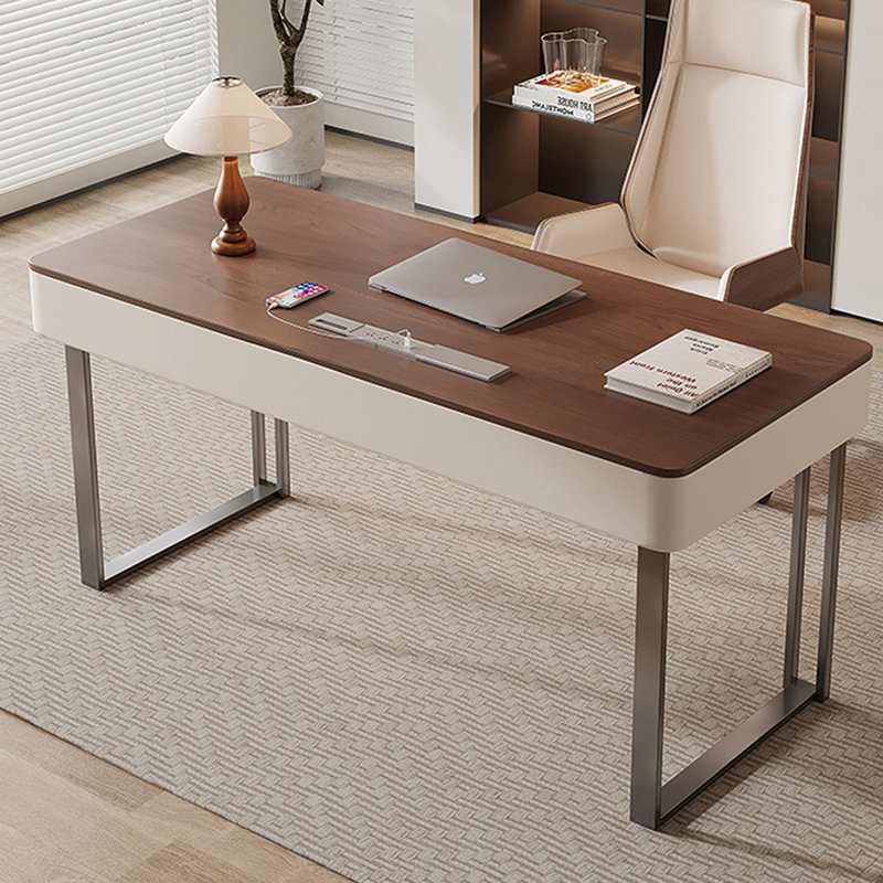 Bureau rectangulaire en bois massif avec tiroirs Walnut, H 29,53 po x l 47,24 po x P 23,62 po
