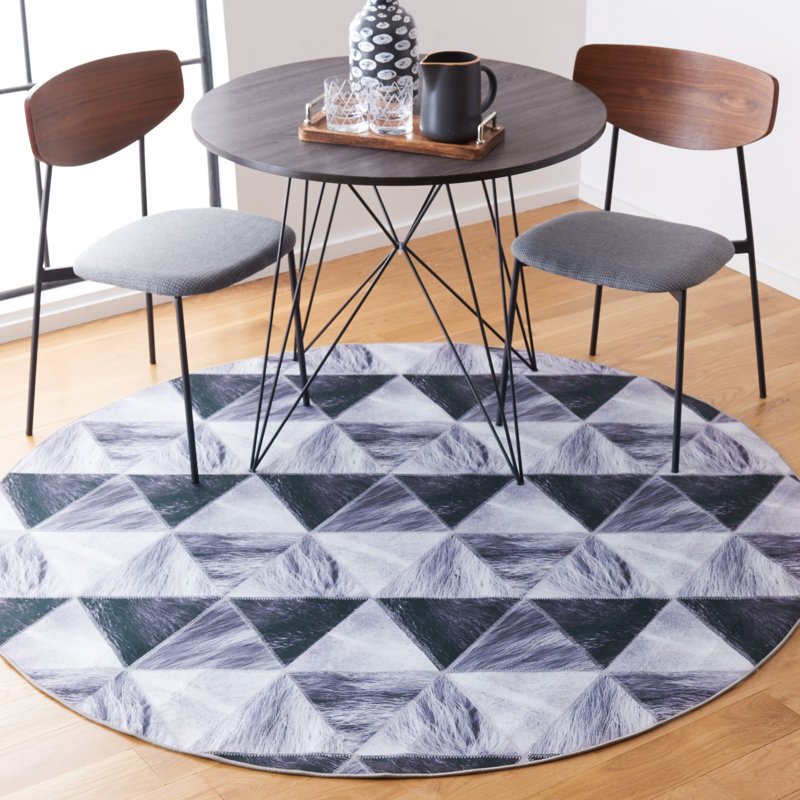 Faux Hide Performance Machine Washable Geometric Rug, Round 6'