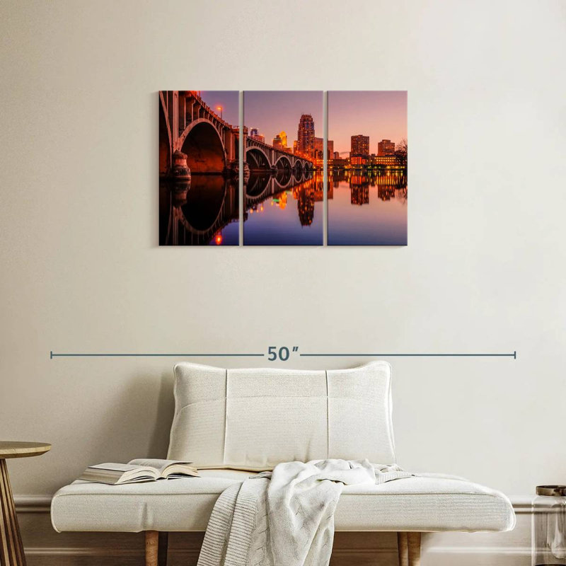 Sirci, Minneapolis, paysage urbain au crépuscule, H 20 po x l 33 po