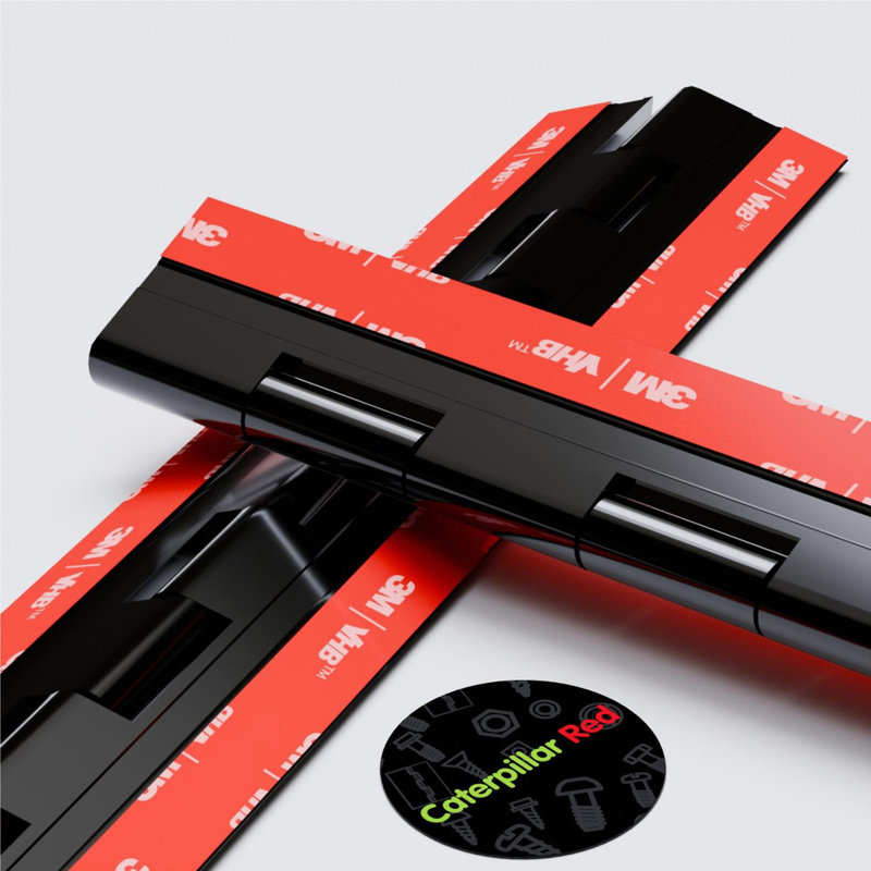 4x Black Acrylic Piano Hinges 300 mm, Self-Adhesive, No Glue Required