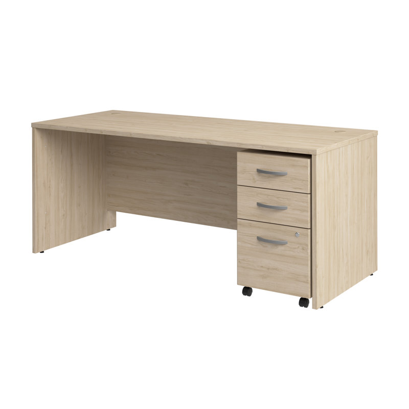 Bureau Bush Business Furniture Studio C 72 x P 30 po avec classeur mobile, H 29,84 po x l 71,02 po x P 29,37 po, Orme naturel