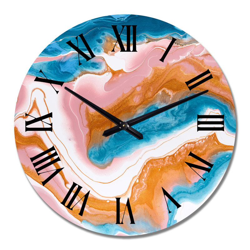 Horloge murale orange orange, bleu et blanc Rivers, Moyen