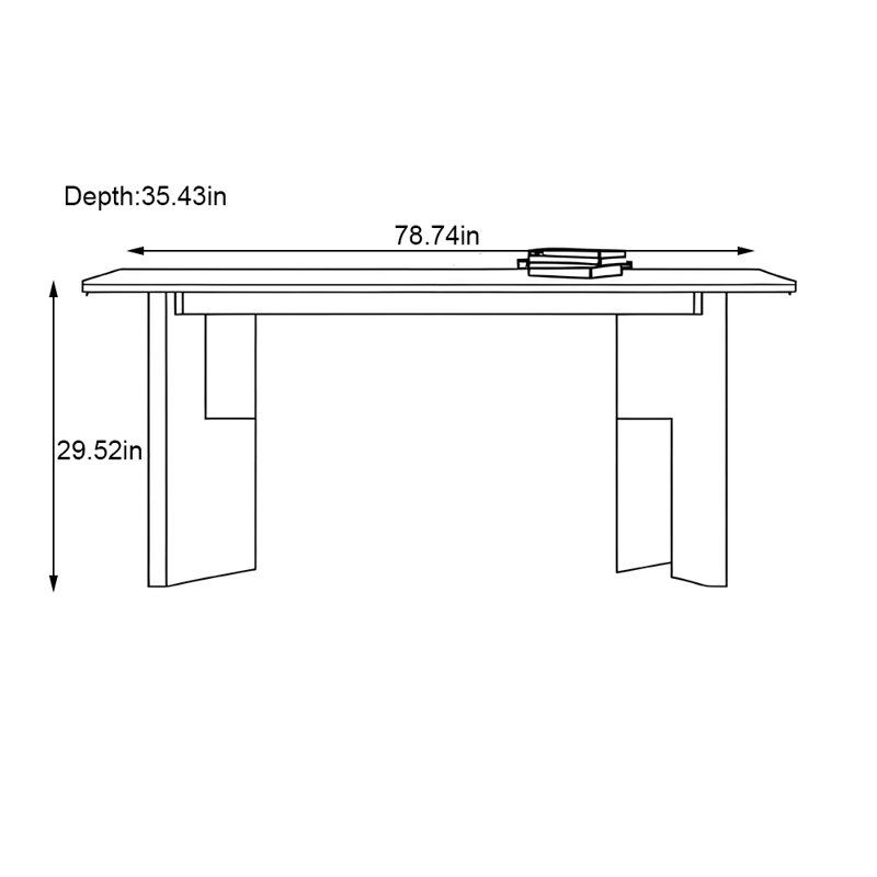 Table haut de gamme rétro en bois massif de style français, H 29,52 po x L 78,74 po x l 35,43 po