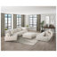 Fauteuil d'appoint capitonné beige avec coussin traversin, siège modulaire sans accoudoirs moderne, structure en bois massif