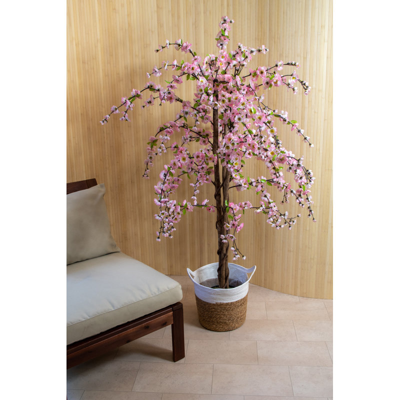 150cm Faux Blossom Tree Tree in Pot, Light Pink