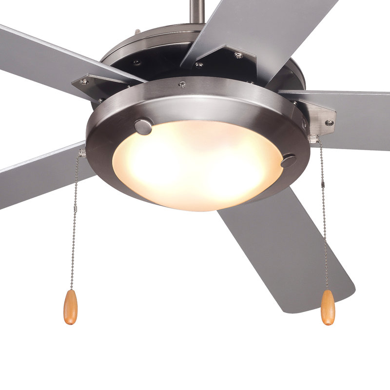 Silver 52" Modern Ceiling Fan with LED Light and 5 Blades