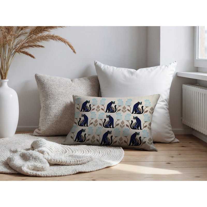 Coussin lombaire réversible intérieur / extérieur Hansa Leopard, Marine, Rectangle H 14 po x l 20 po