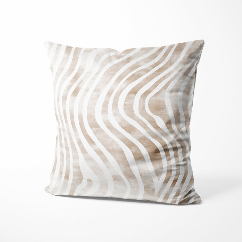 Coussin décoratif abstrait - coussin beige Modern, H 16 po x l 16 po