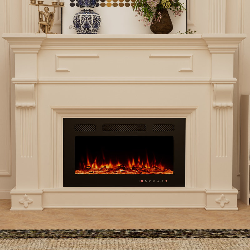 Rayva Classic recessed or wall mounted direct vent electric fireplace insert, H 16,54 po x l 30 po x P 4,33 po
