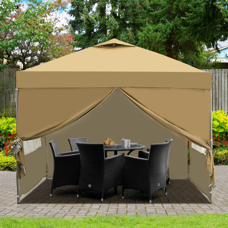10ft x 10ft pop up canopy with sidewalls, Brown