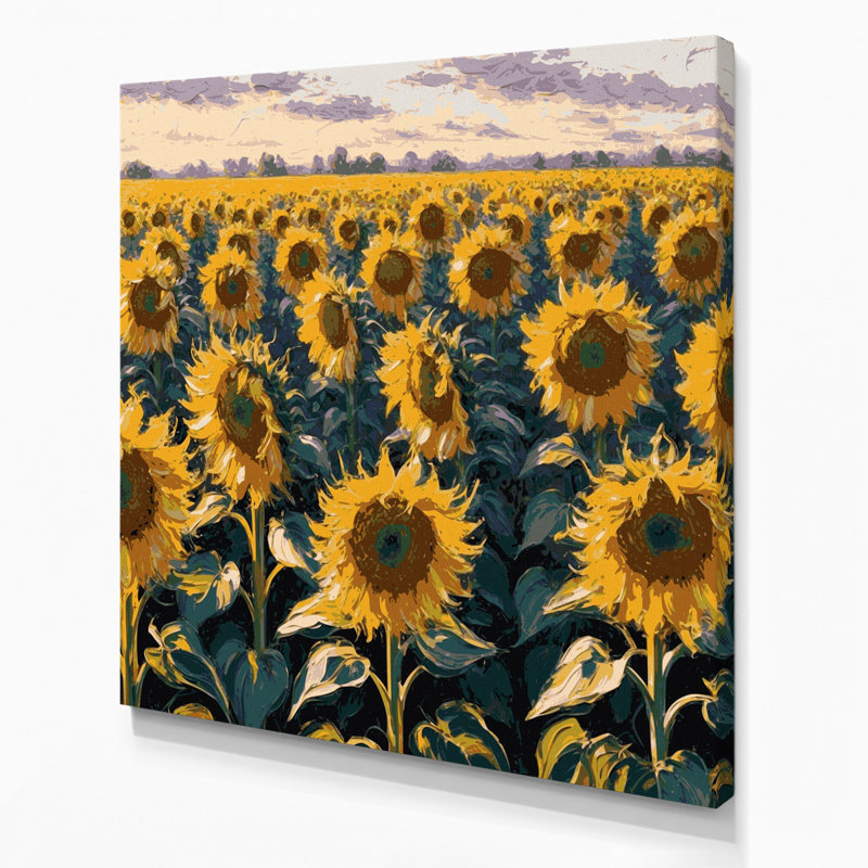 Art mural sur toile vert, "Thanksgiving tournesols"