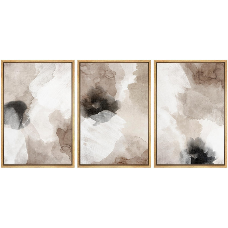 «Grunge Paint Stroke Abstract Shapes», 3 pièces, Naturel, H 36 po x l 24 po