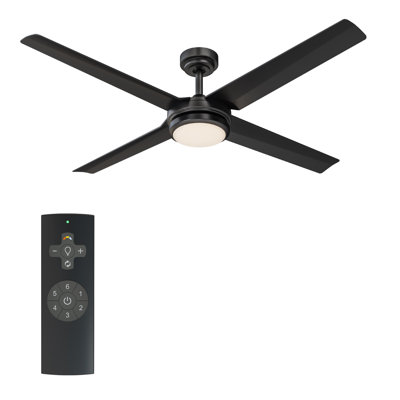 Ventilateur de plafond noir mat intérieur / extérieur à DEL 56 po Kellogg avec télécommande et ensemble de lumières à changement de couleur blanc chaud