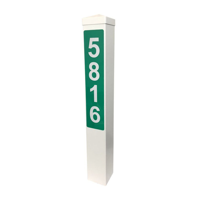 Rectangle Address Post, Green/White