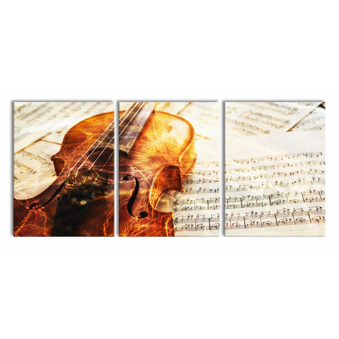 3-tlg. Leinwandbilder-Set Violin