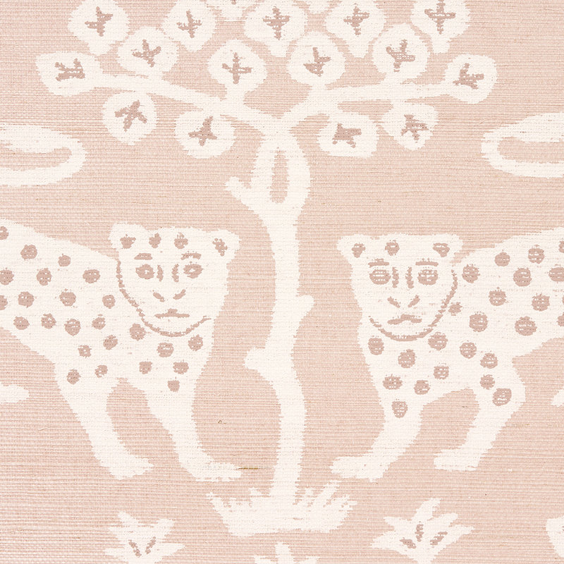 Woodland Leopard Sisal Wallpaper, Petal
