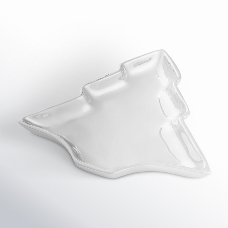Nambe Christmas Tree Candy Dish, 1" H x 9" W x 9" L