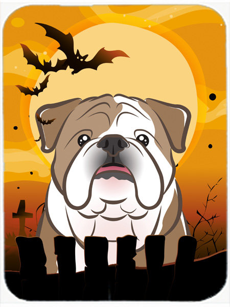 Planche à découper en verre bulldog anglais EILA, Brun / Blanc