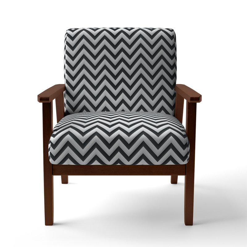 Cantina 23'' Wide Armchair, Black/White Polyester, Brown Square Arms