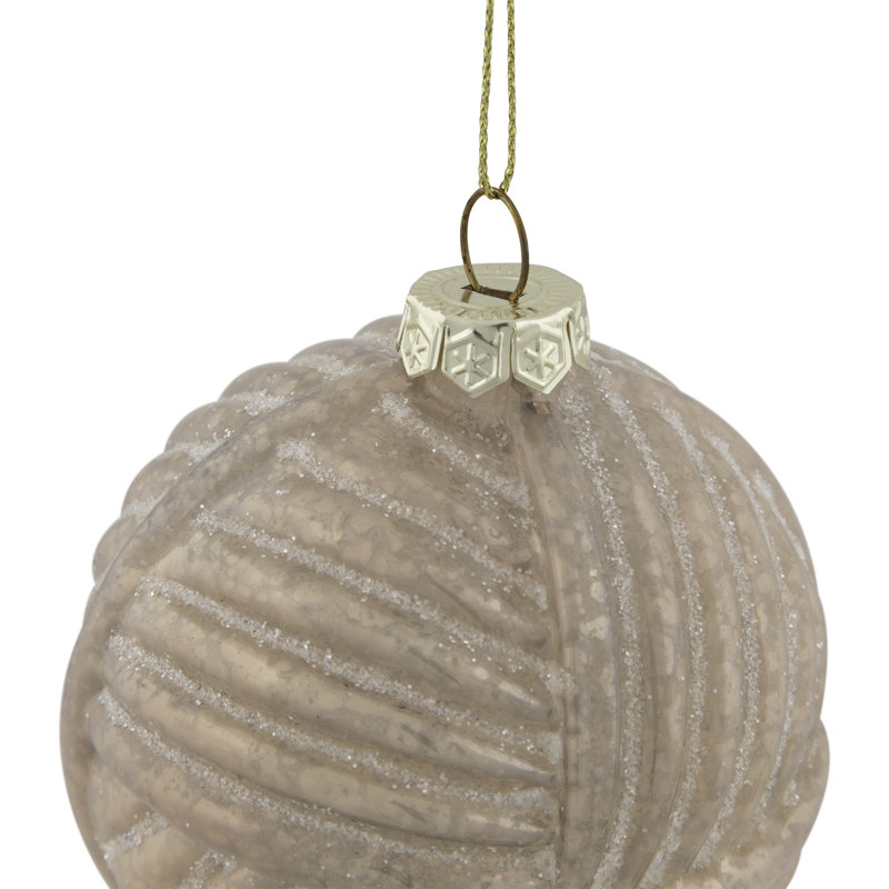 Ornement en forme de boule de verre mercure rose tissé 3 "
