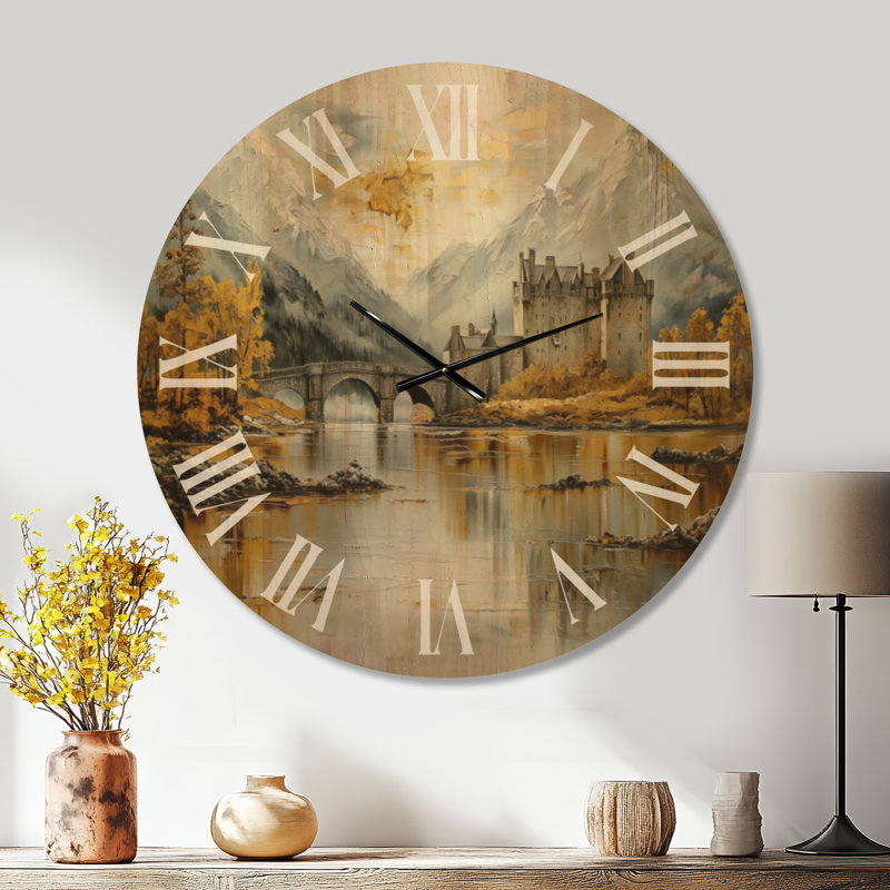 Horloge murale surdimensionnée en bois - Château d'Eilean Donan en Écosse I, Oversized
