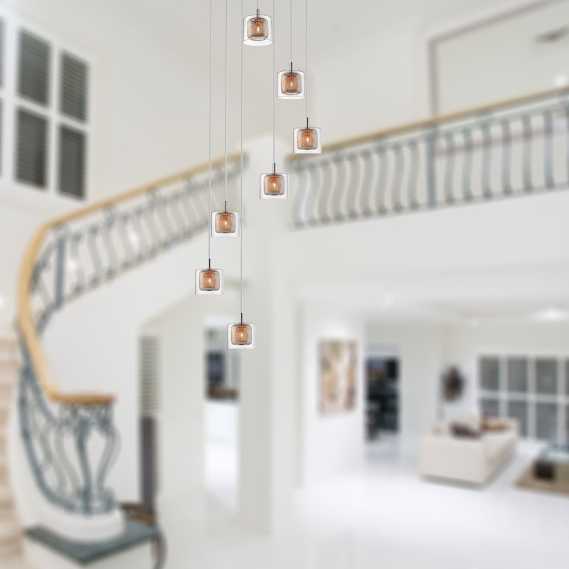 Kettering 7 - Light Glass/Metal Cluster Pendant