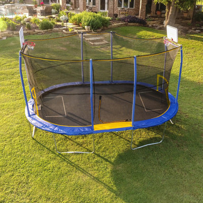 YJ USA Oval Backyard Trampoline with Safety Enclosure