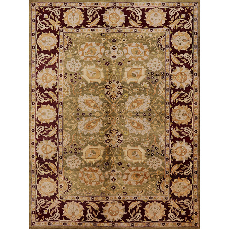 Tapis oriental rouge / vert Wyler, Rectangle 5 pi x 7 pi