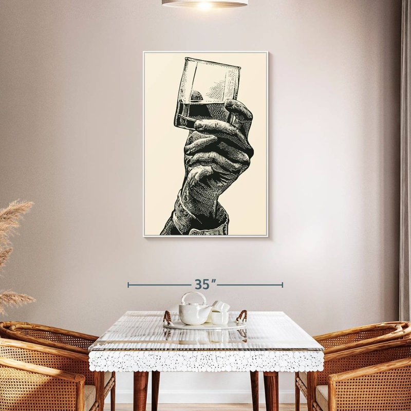 Whiskey In Hand, Floating Frame White, 29" x 43"