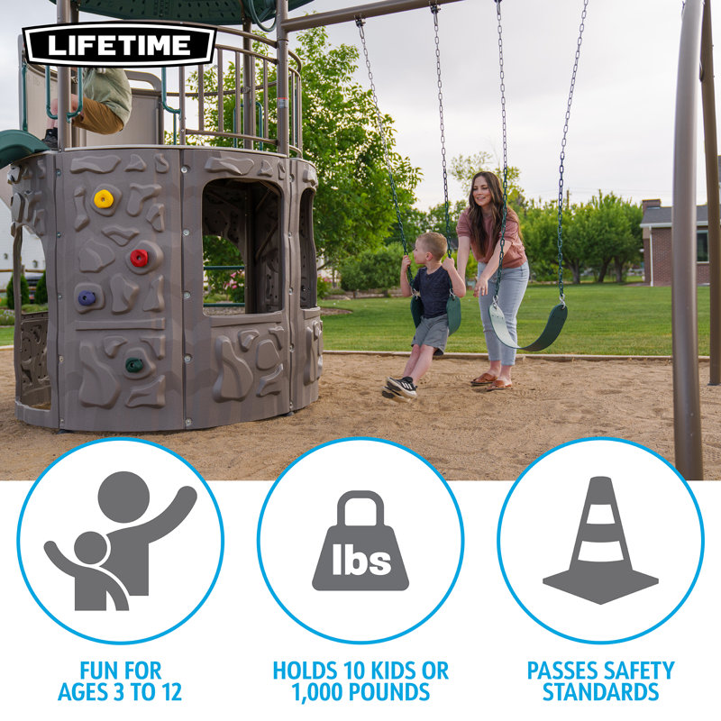Adventure Lifetime Powder Coated Steel Swing Set with 2 Swing(s) , 1 Slide(s)