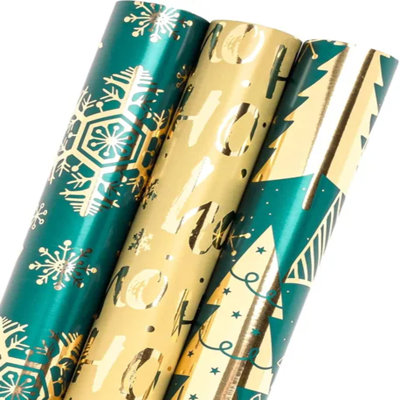 Mini Christmas Wrapping Paper Rolls – Dark Green Glitter Metallic Foil Gift Wrap For Party & St. Patrick's Day