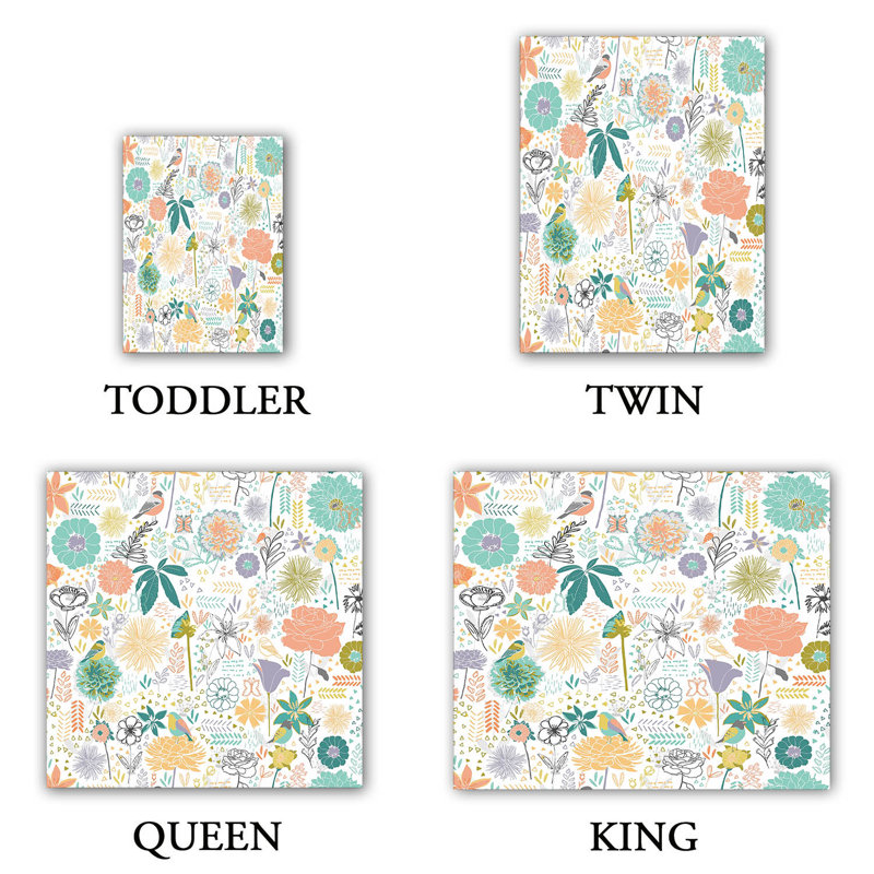 Modern & Contemporary Microfiber / Polyester Floral Duvet Cover, Twin Duvet Cover + 1 Standard Sham