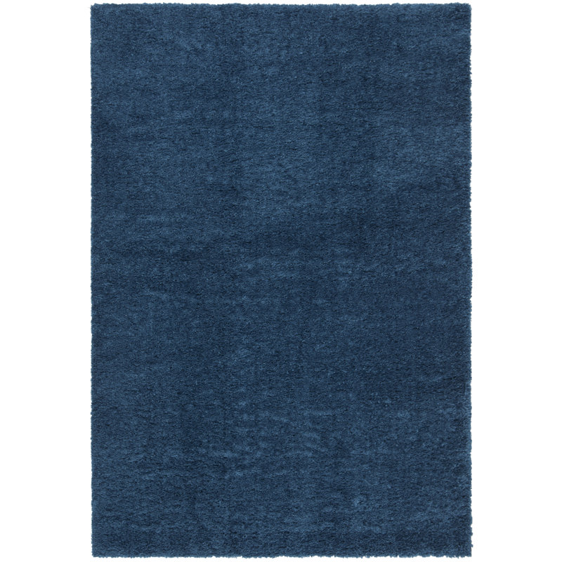 Peake Solid Colour Area Rug, Rectangle 91 x 152 cm, Navy
