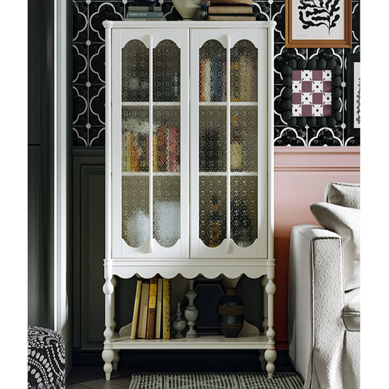 Bibliothèque française de style rétro, (4 tablettes) H 74,02 po x l 34,65 po x P 15,75 po, Blanc