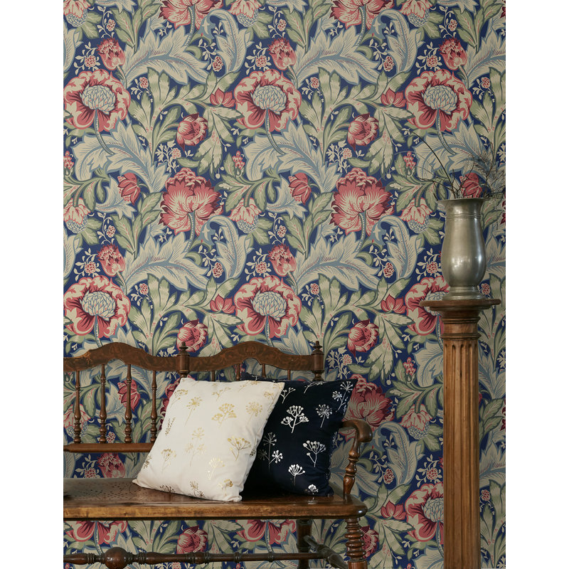 Floral Roll, Marine Blue/Watermelon