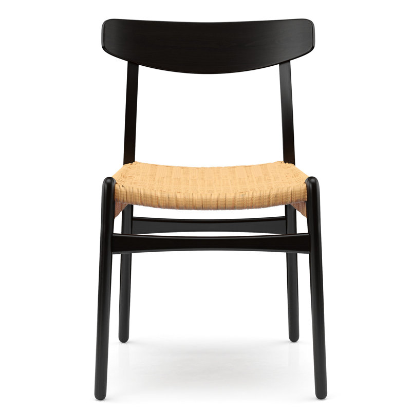 Solid Wood Dining Chair, Black/Natural