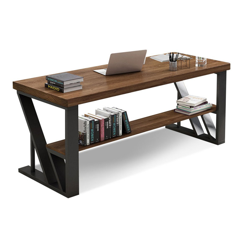 Bureau rectangulaire en bois massif noyer, H 29,53 po x l 78,74 po x P 31,5 po