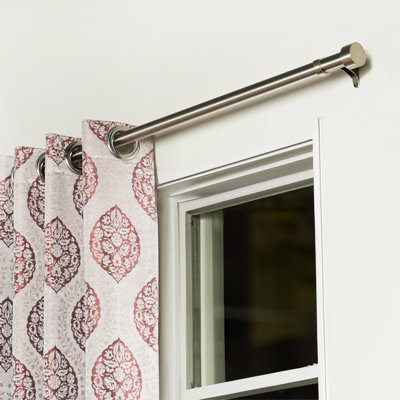  Tringle à rideaux pour fenêtres 18 - 44 po, tringle à draperie extensible en métal robuste de 1 po, tringle à rideaux réglable avec embouts décoratifs Pluto pour salon de chambre à coucher, argent satiné