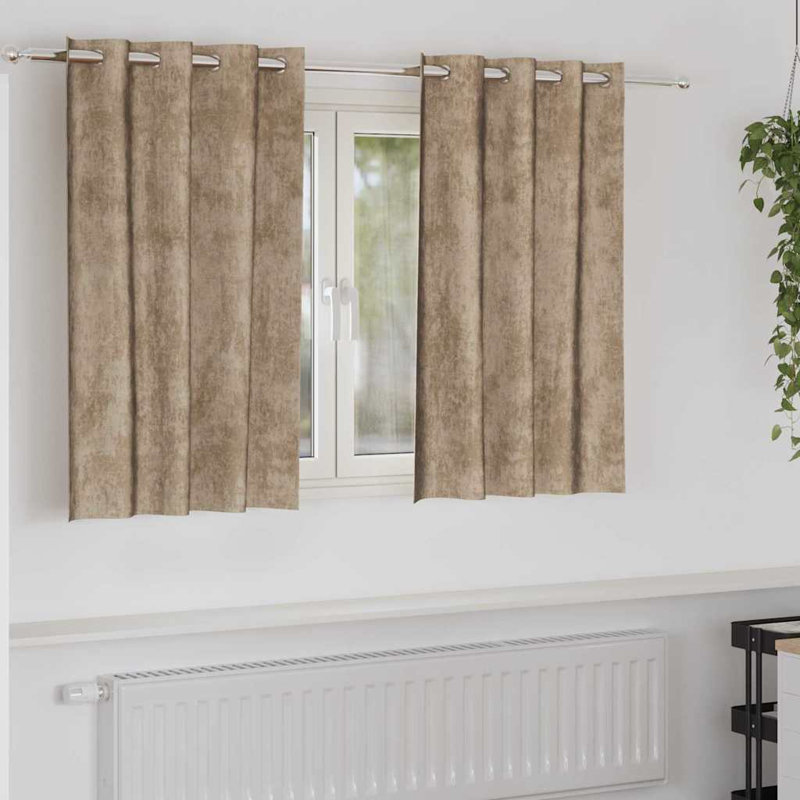 Alithia Velvet Room Darkening Curtain Pair, 140cm Width x 140cm Drop, Champagne