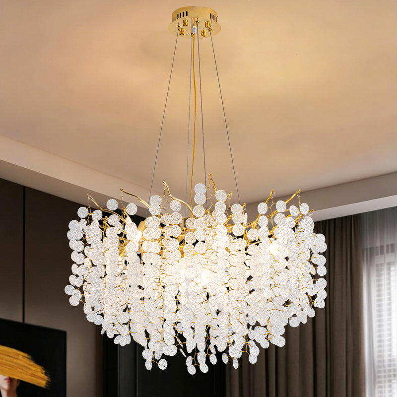 10 - Light Modern Tree Branch Crystal Chandelier Luxury Gold Crystal Pendant Lighting Dimmable Tiered Chandelier