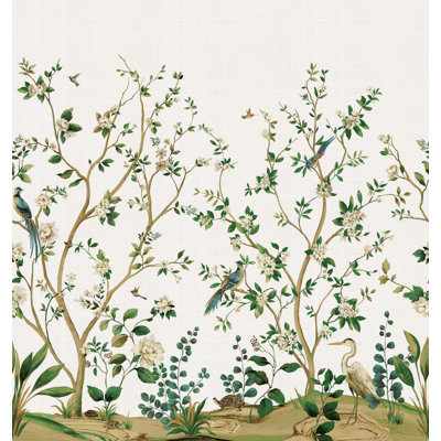 Grass Cloth Floral Wall Mural