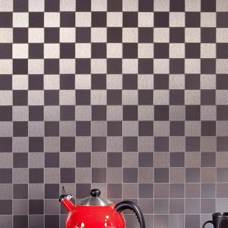 Aspect Peel and Stick Square Matted Metal Tile Approx 15 Sq Ft Kit Aspect 