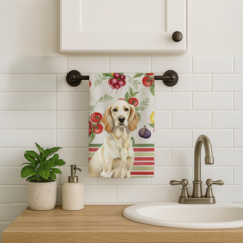 Lemon Belton English Setter Vegetables Kitchen Towel, Lemon Belton English Setter