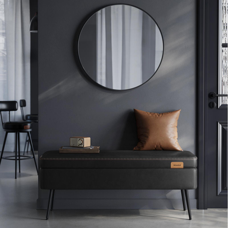 Leather Storage Bench, Advanced, Ink Black