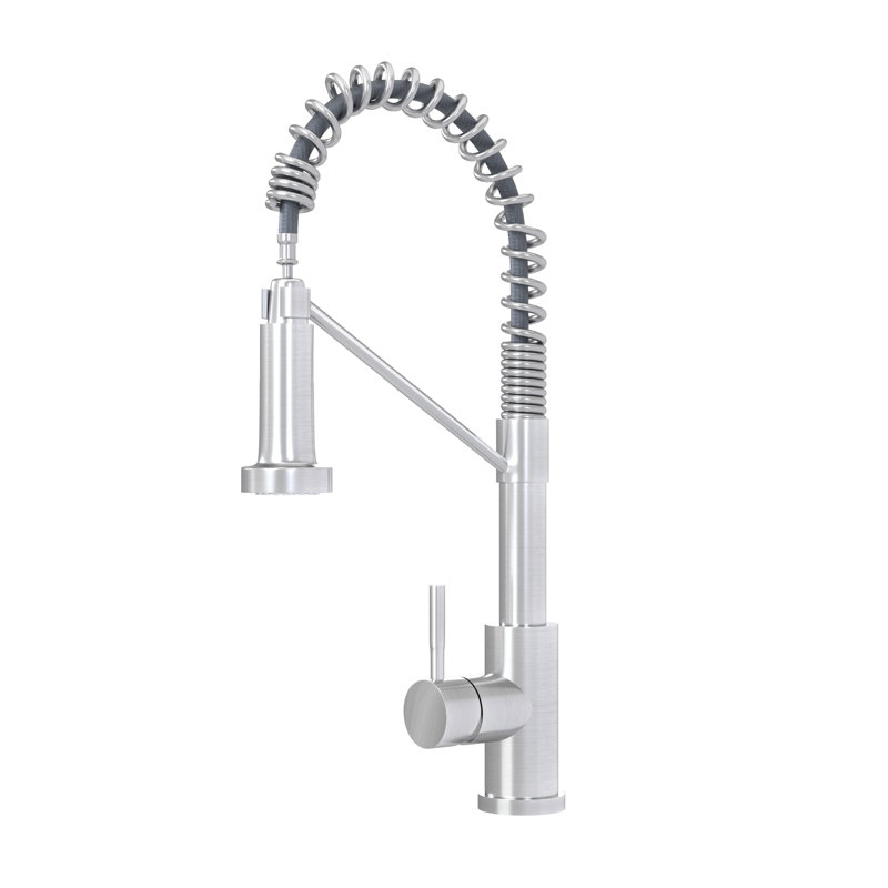 19" Single Handle Kitchen Faucet - Brushed Nickel, Modern And Practical Fixture Nickel Sleek ,  For Home Kitchens