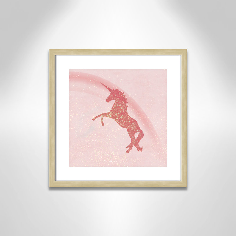 Paillettes licorne 2, H 17 po x l 17 po x P 1,19 po, Cadre boîte champagne clair